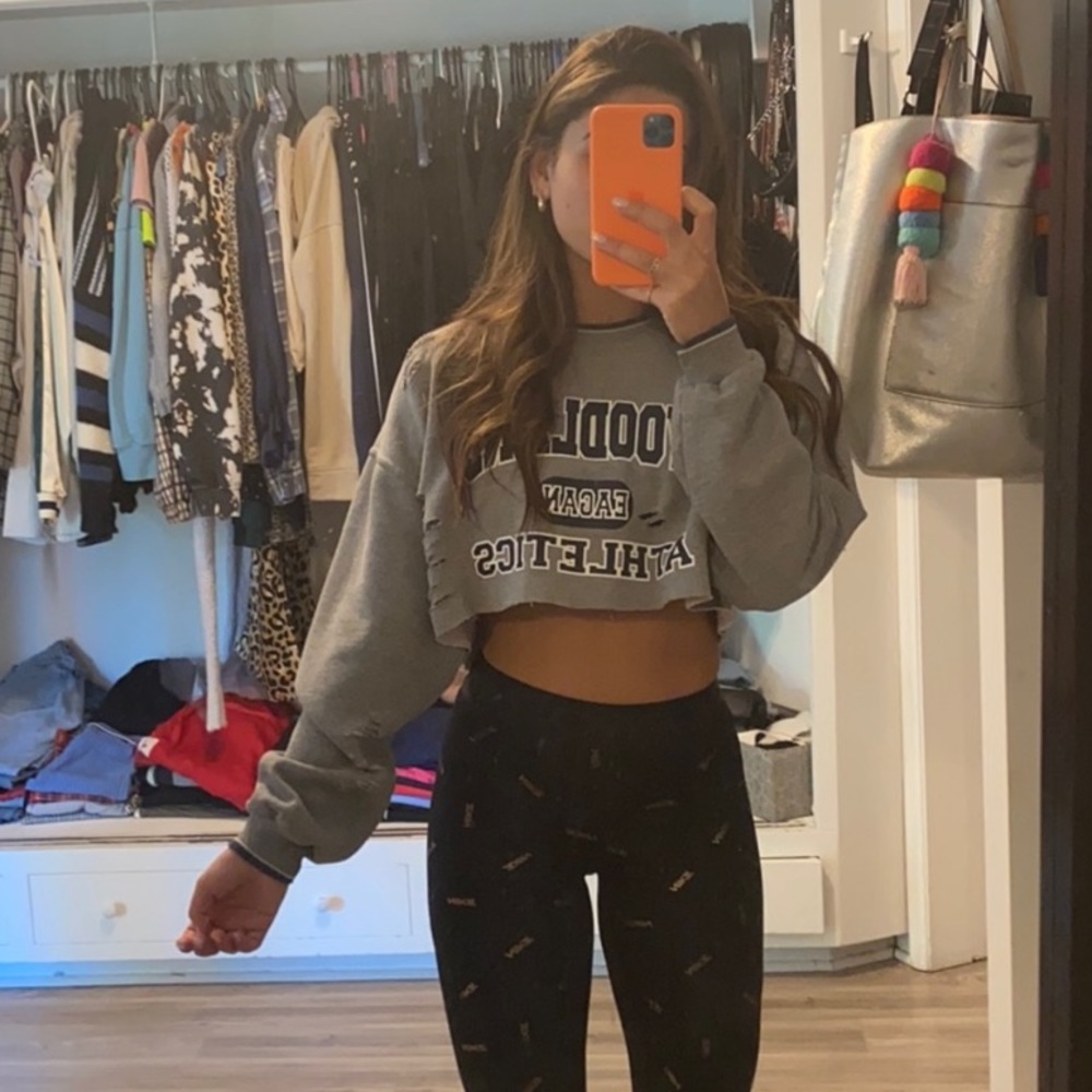LF vintage cropped grey sweatshirt woodland athletics small